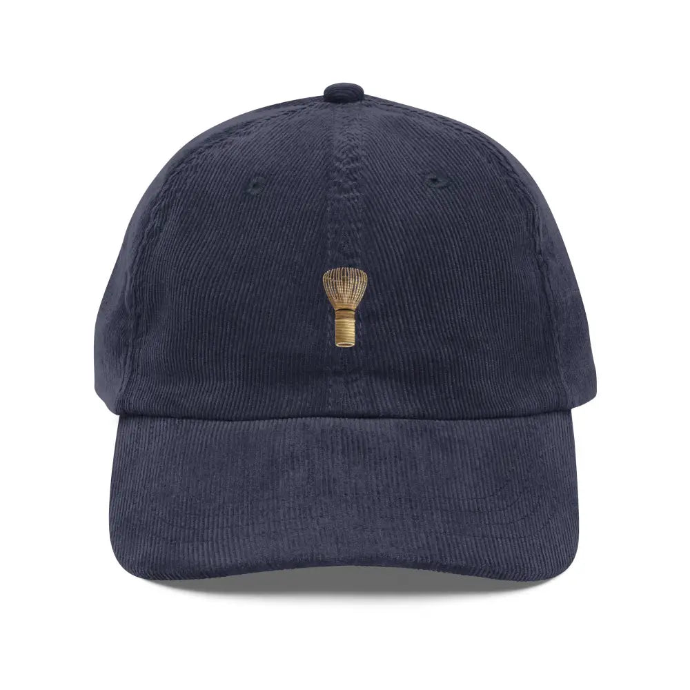 Navy blue matcha whisk embroidered vintage corduroy cap