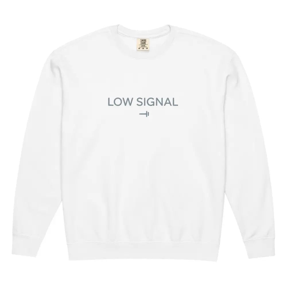 White Low Signal Embroidered Sweatshirt Cozy Comfort