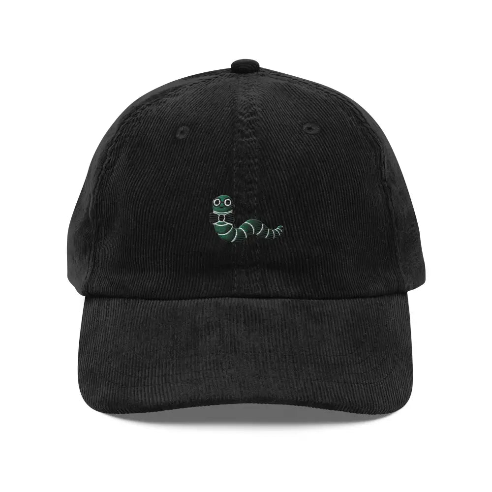 Minimalist worm embroidered vintage corduroy baseball cap