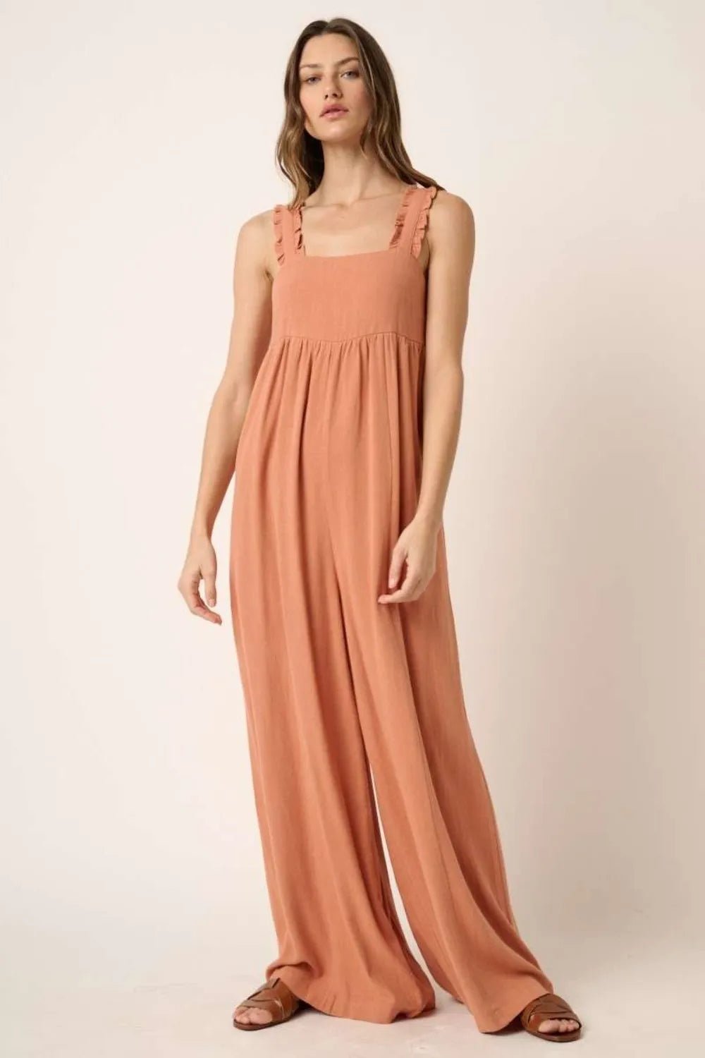 Mittoshop Sleeveless Wide Leg Linen Blend Jumpsuit – Resort Elegance - Triniskies