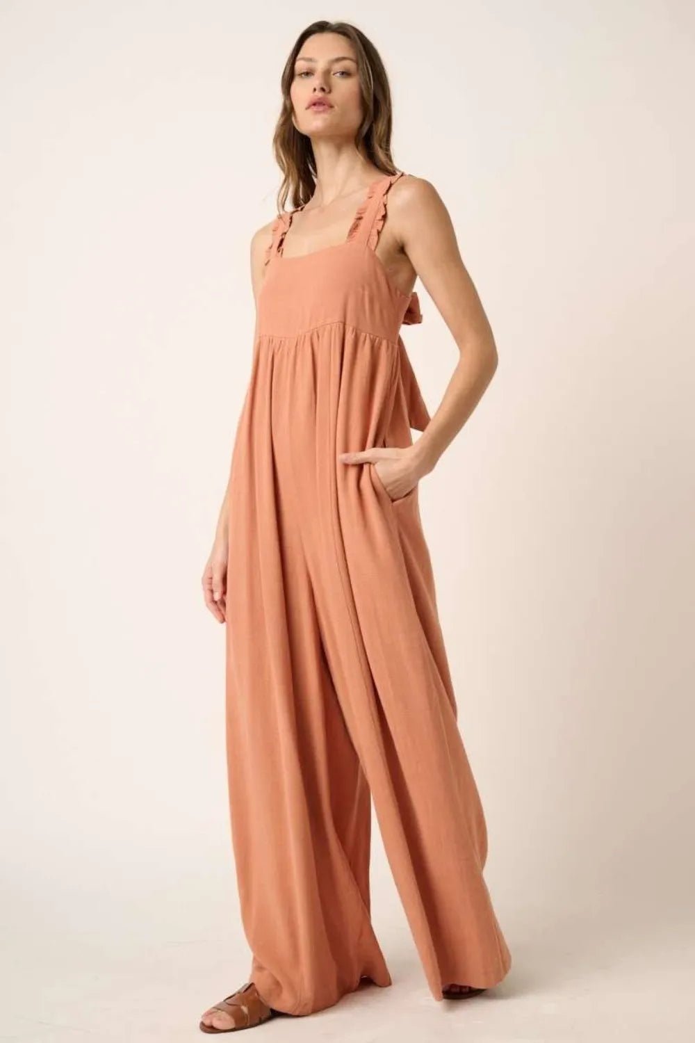 Mittoshop Sleeveless Wide Leg Linen Blend Jumpsuit – Resort Elegance - Triniskies