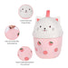 Mmguai 14 Inch Boba Tea Strawberry Cat Plush Pillow - Soft Hugging Toy for Kids & Decor