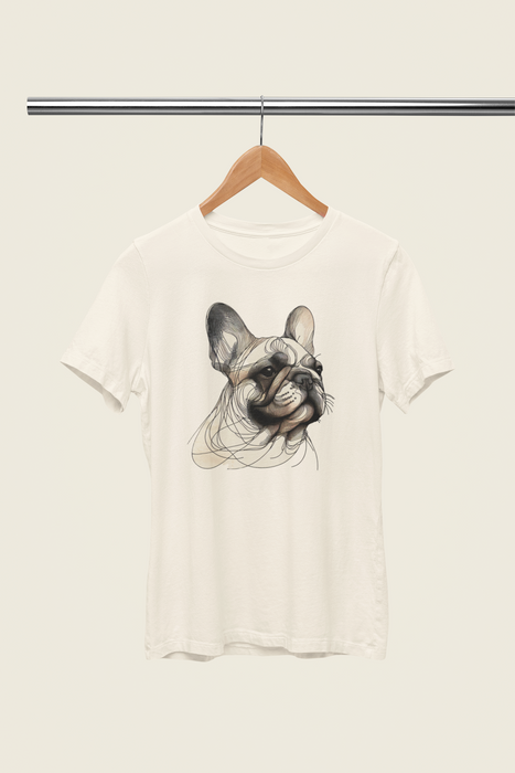 Artistic Sketch French Bulldog Unisex Tee - Soft Cotton Classic Dog Lover Frenchie, Great Gift Idea, Animal Tshirts, Dad Gift, Mom Gift,