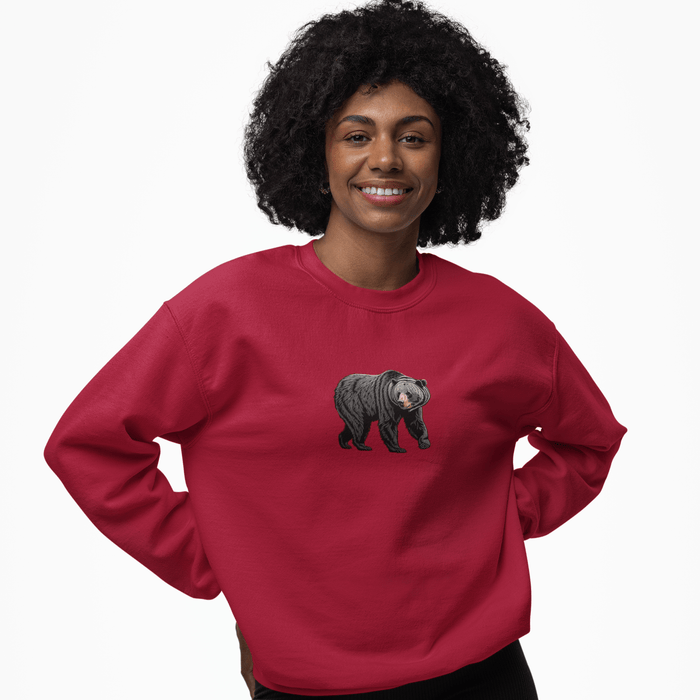 Black Bear Crew Neck Sweatshirt  Cozy Wildlife-Inspired Casual Adventure Pullover