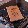 Personalized mom journal with engraved brown leatherette cover: Mom My Greatest Teacher, My Forever Friend