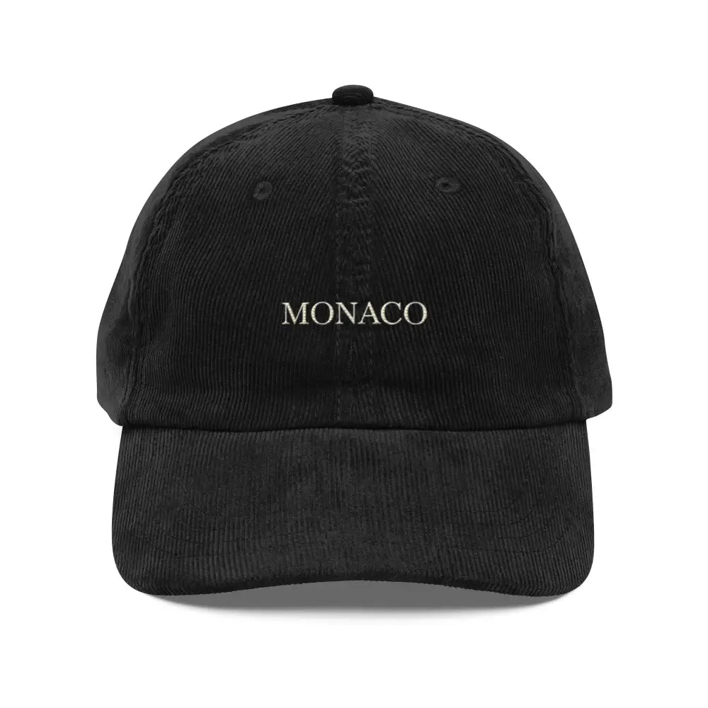 Trini Skies Monaco embroidered vintage corduroy cap in black