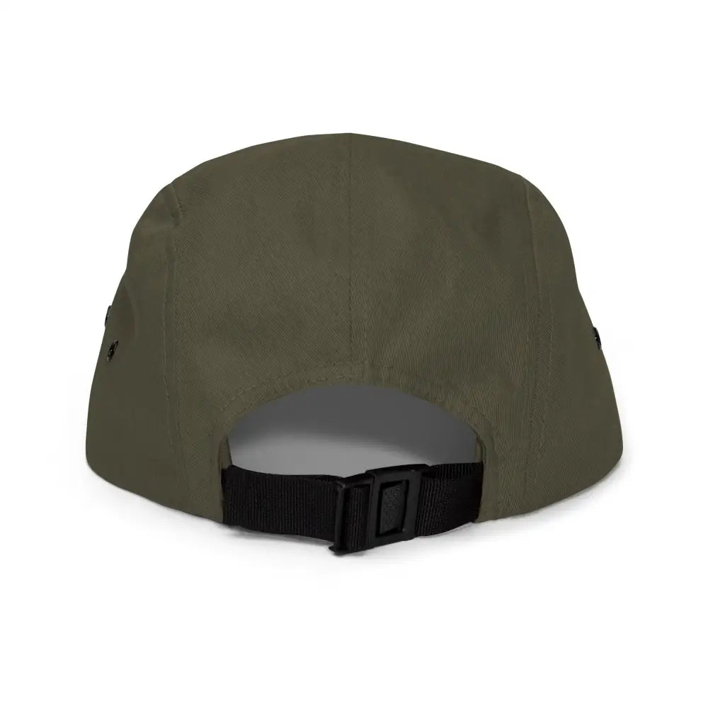 Olive green monarch butterfly embroidered camp hat with black buckle