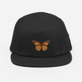 Olive green monarch butterfly embroidered 5-panel camp hat