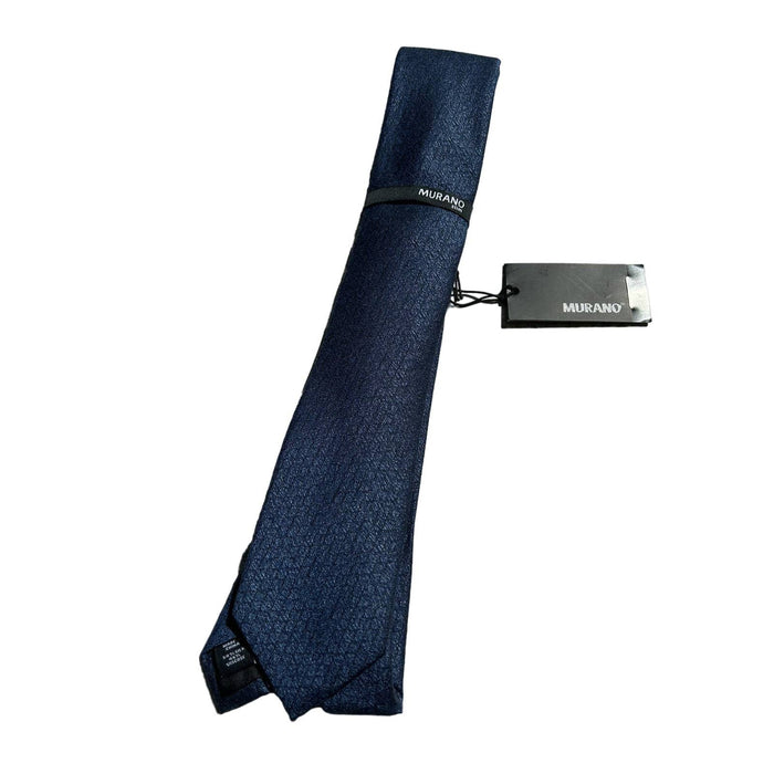 Murano Murano Slim 3” Dark Blue Silk Box Scale Pattern Tie