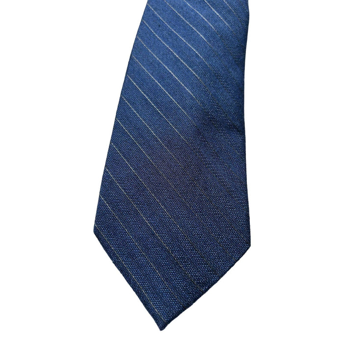 Murano Murano Slim 3” Dark Blue Silk Pinstripe Tie Necktie