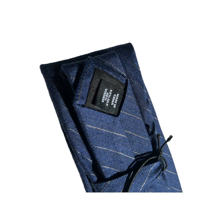 Murano Murano Slim 3” Dark Blue Silk Pinstripe Tie Necktie