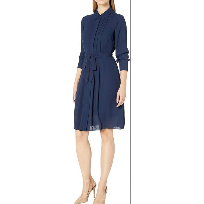 Nanette Lepore 12 / Blue Nanette Nanette Lepore Women's Pleated Collar Shirt Dress Sz 12 * ND01