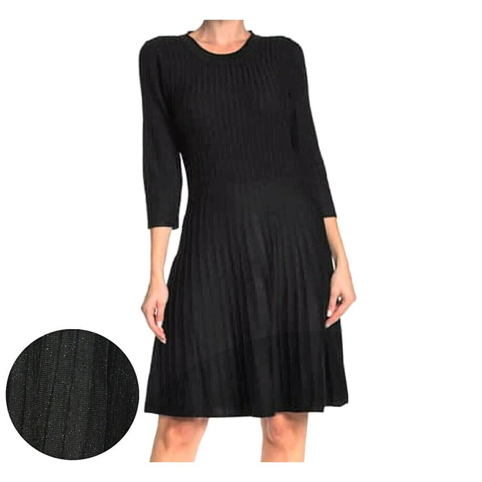 Nanette Lepore XL / Black NANETTE LEPORE Fit & Flare Shimmer Lurex Thread Knit Mini Dress Size XL * ND15