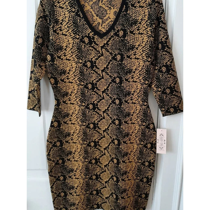 Nanette XL / Multicolor Nanette by Nanette Lepore V-Neck 3/4 Sleeve Shift Sweater Dress XLarge * ND12