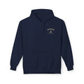 Nantucket boardwalk hoodie in navy blue with embroidered lighthouse logo
