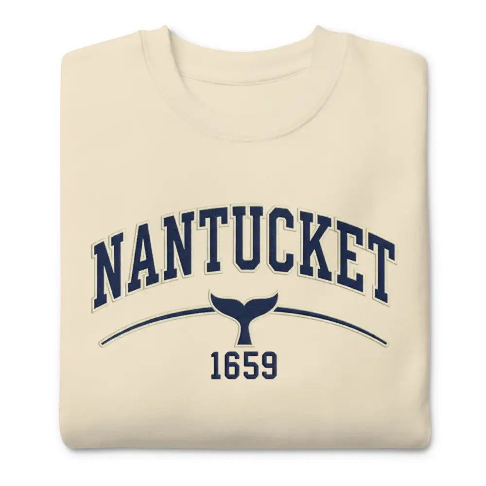 Cream Nantucket Graphic Sweatshirt with Whale Tail Design
