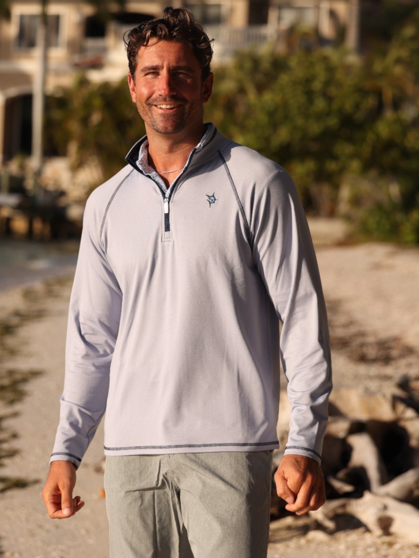 New Harbor Quarter Zip Pullover Grey - Performance Golf Wear - Triniskies