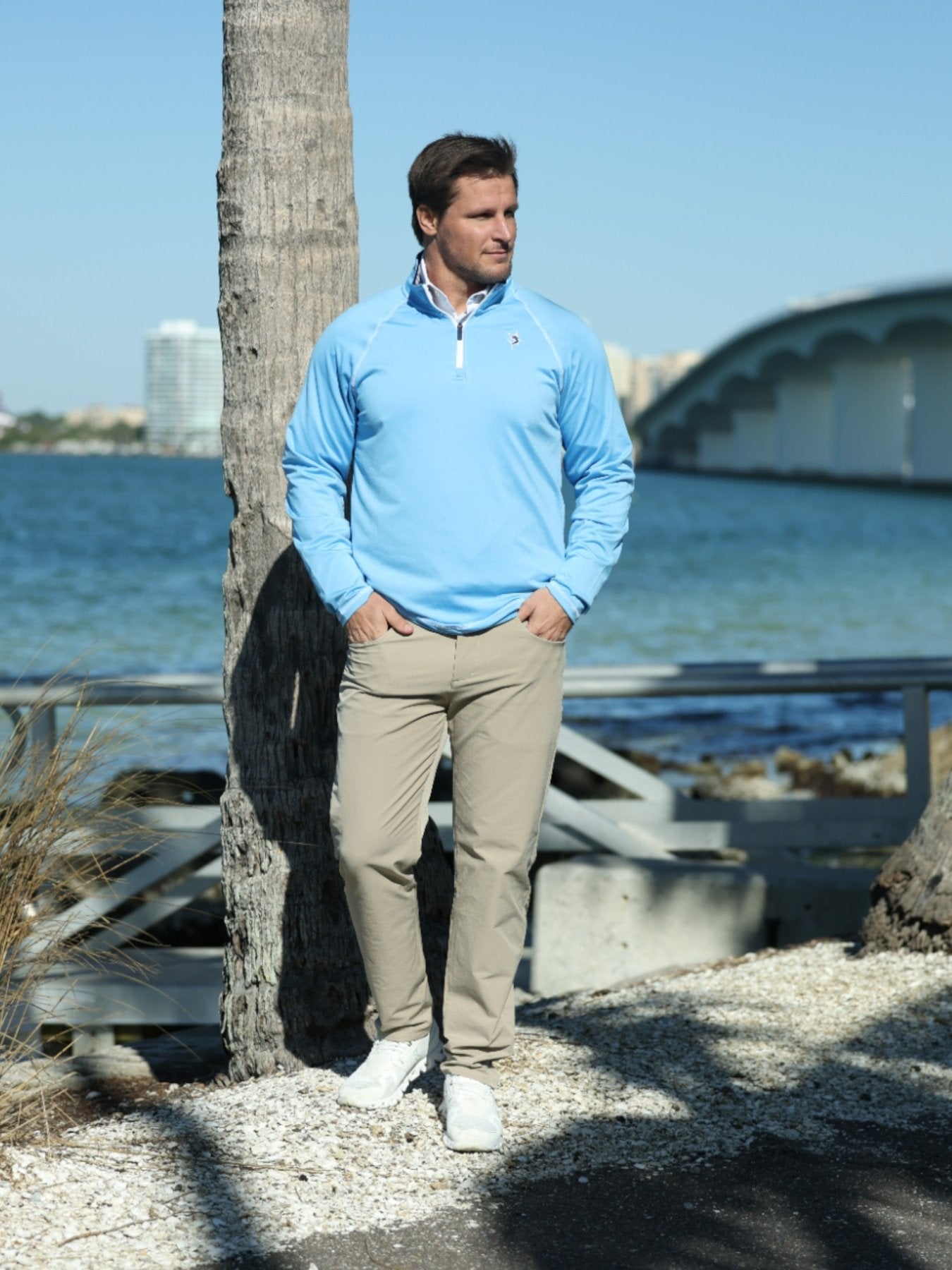 New Harbor Quarter Zip Pullover Light Blue - Performance Golf Wear - Triniskies