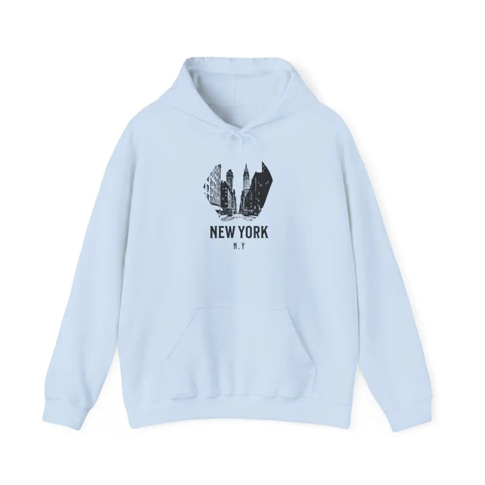 Light blue New York City graphic hoodie in polyester blend