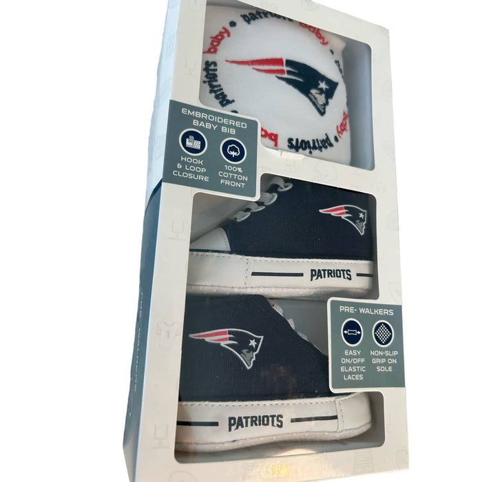 NFL 0-6 Months "NFL New England Patriots Embroidered Baby Bib & Pre-Walker Set"