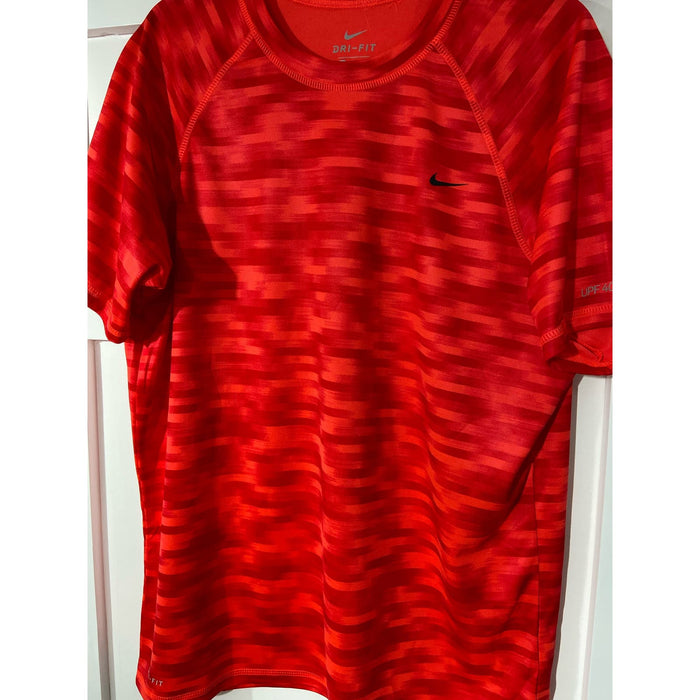 Nike Large / Red "Nike Blurred Hydroguard Short Sleeve Top - Men's, UPF Performance"