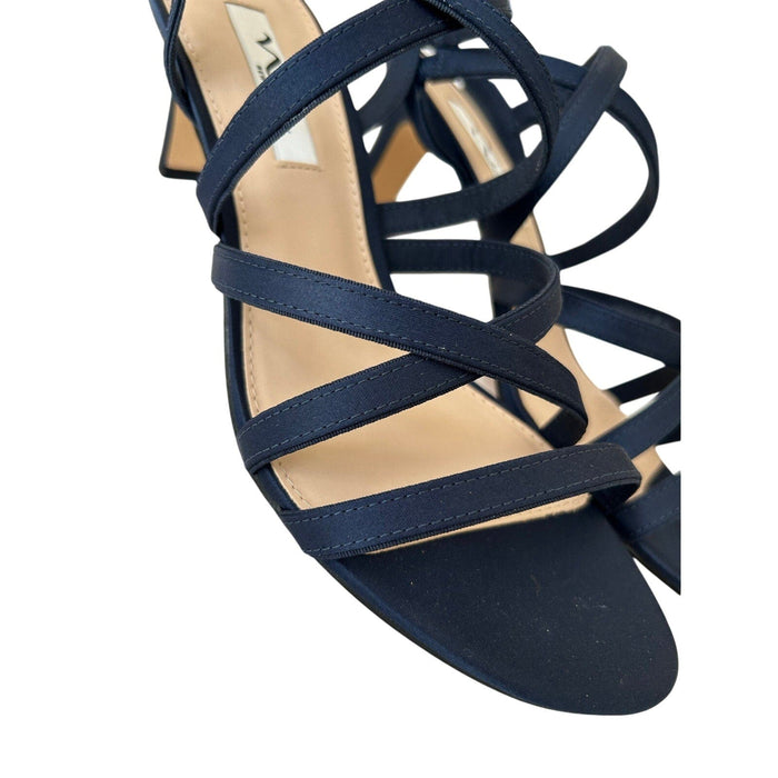 Nina Shoes NINA Genaya Women’s New Navy Luster Heels with Adjustable Ankle Strap Size 9.5 M