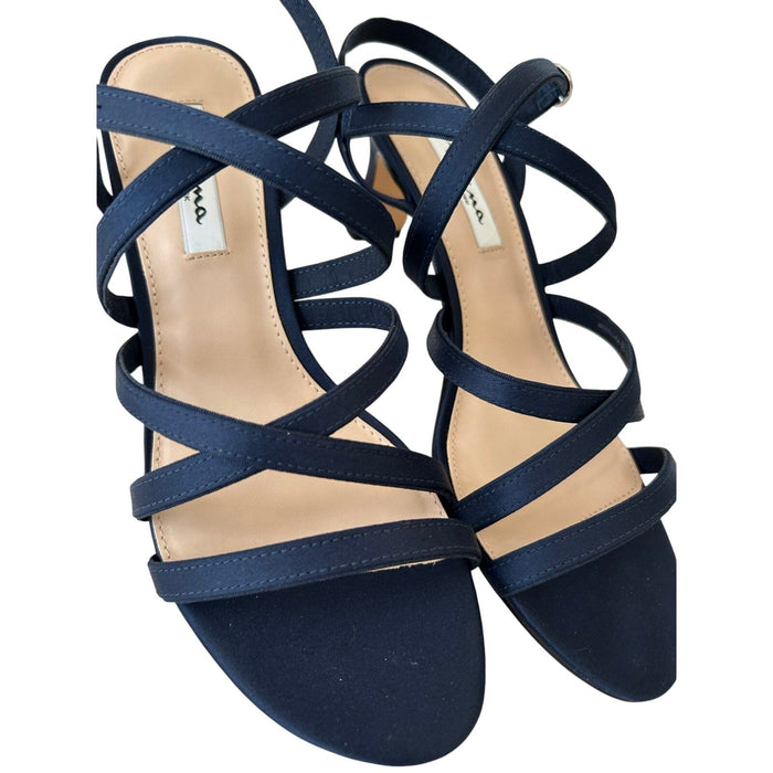 Nina Shoes NINA Genaya Women’s New Navy Luster Heels with Adjustable Ankle Strap Size 9.5 M