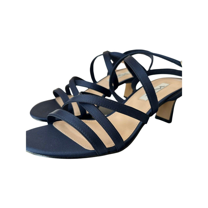 Nina Shoes NINA Genaya Women’s New Navy Luster Heels with Adjustable Ankle Strap Size 9.5 M