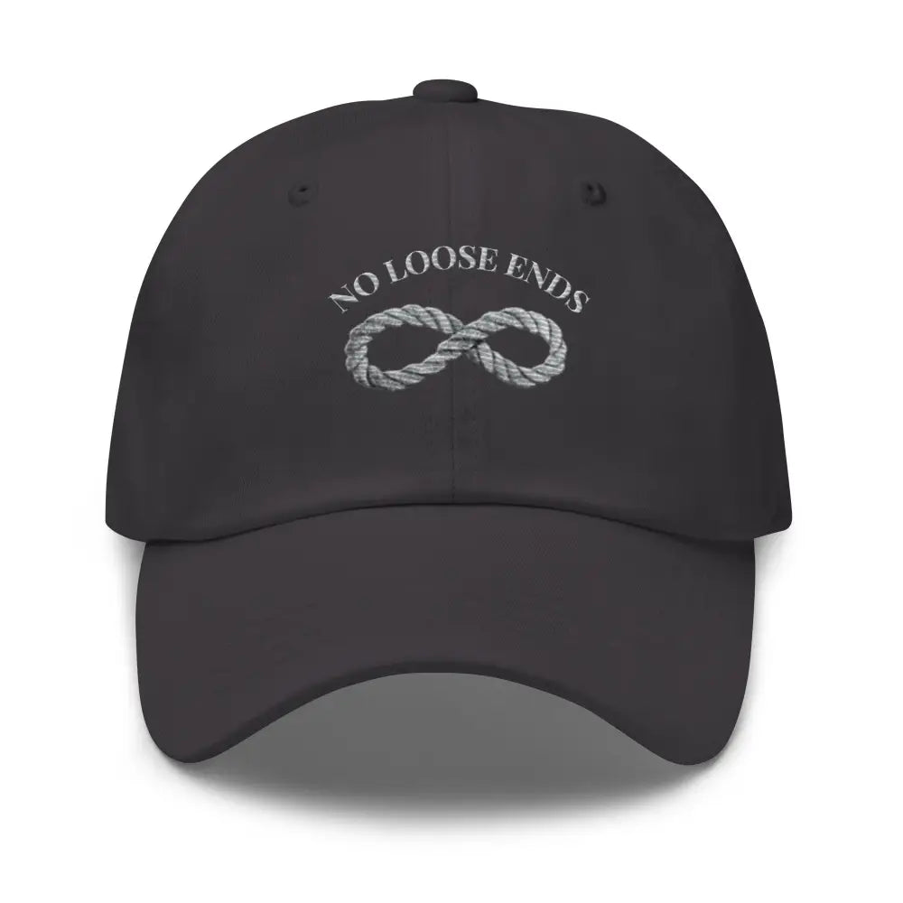 Dark grey No Loose Ends embroidered nautical infinity rope dad hat