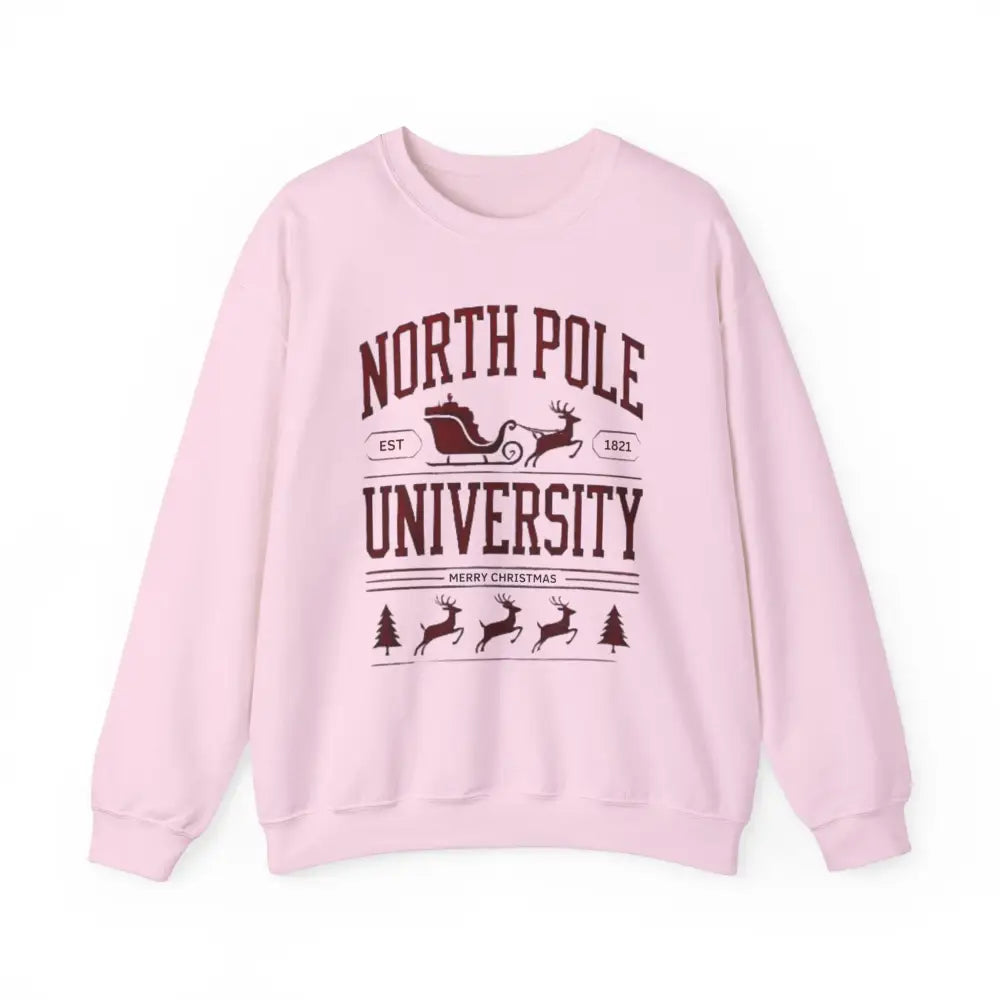 Pink North Pole University graphic crewneck sweatshirt