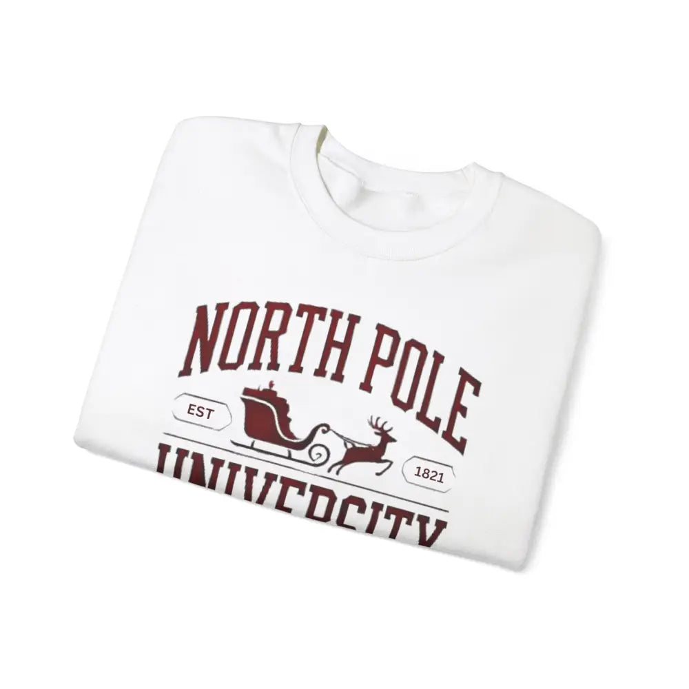 White North Pole University graphic long-sleeved unisex sweatshirt