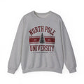 Heather gray North Pole University graphic varsity Christmas sweatshirt