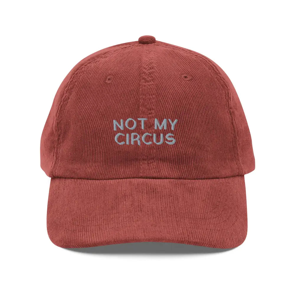 Red Circus Embroidered Vintage Corduroy Baseball Cap