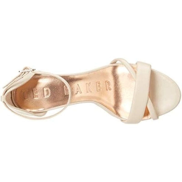 Nude Shoes 9 / White Ted Baker Women's Crisscross Block-Heel Sandals Elevate Your Style! SZ 9/39.5