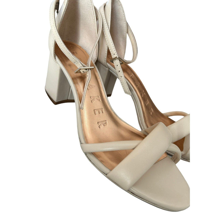 Nude Shoes 9 / White Ted Baker Women's Crisscross Block-Heel Sandals Elevate Your Style! SZ 9/39.5