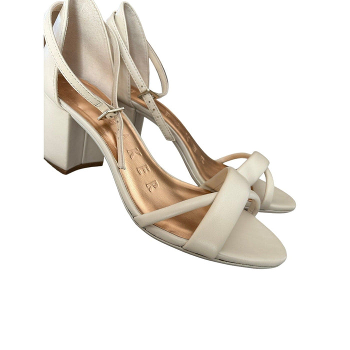 Nude Shoes 9 / White Ted Baker Women's Crisscross Block-Heel Sandals Elevate Your Style! SZ 9/39.5