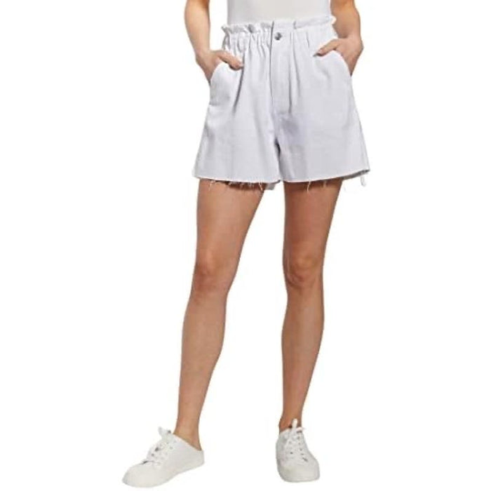 OAK Large / White O A T NEW YORK Women's High Rise Denim * Elastic Waist Shorts - Size Large w1636