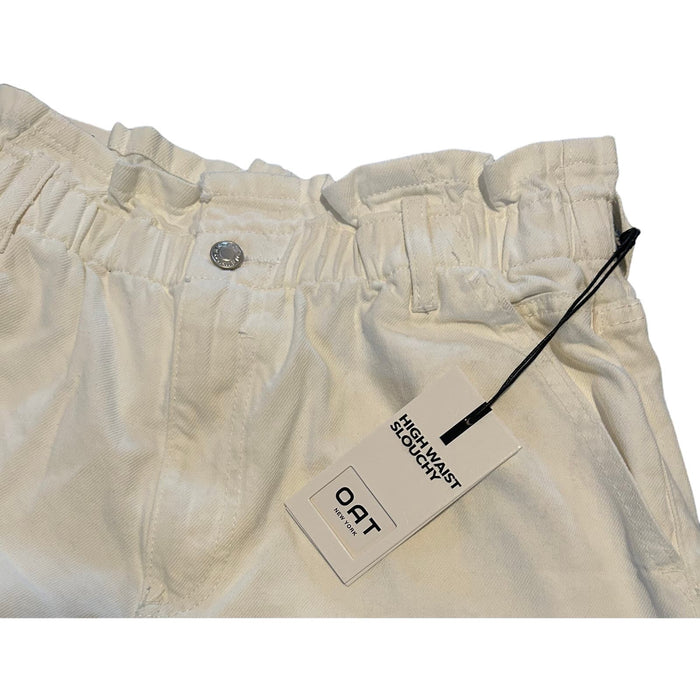 OAK Large / White O A T NEW YORK Women's High Rise Denim * Elastic Waist Shorts - Size Large w1636