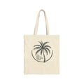 Ocean Breeze palm trees cotton canvas tote in cream with palm tree graphic