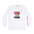 White offshore tuna fishing long sleeve graphic tee – unisex saltwater angler shirt
