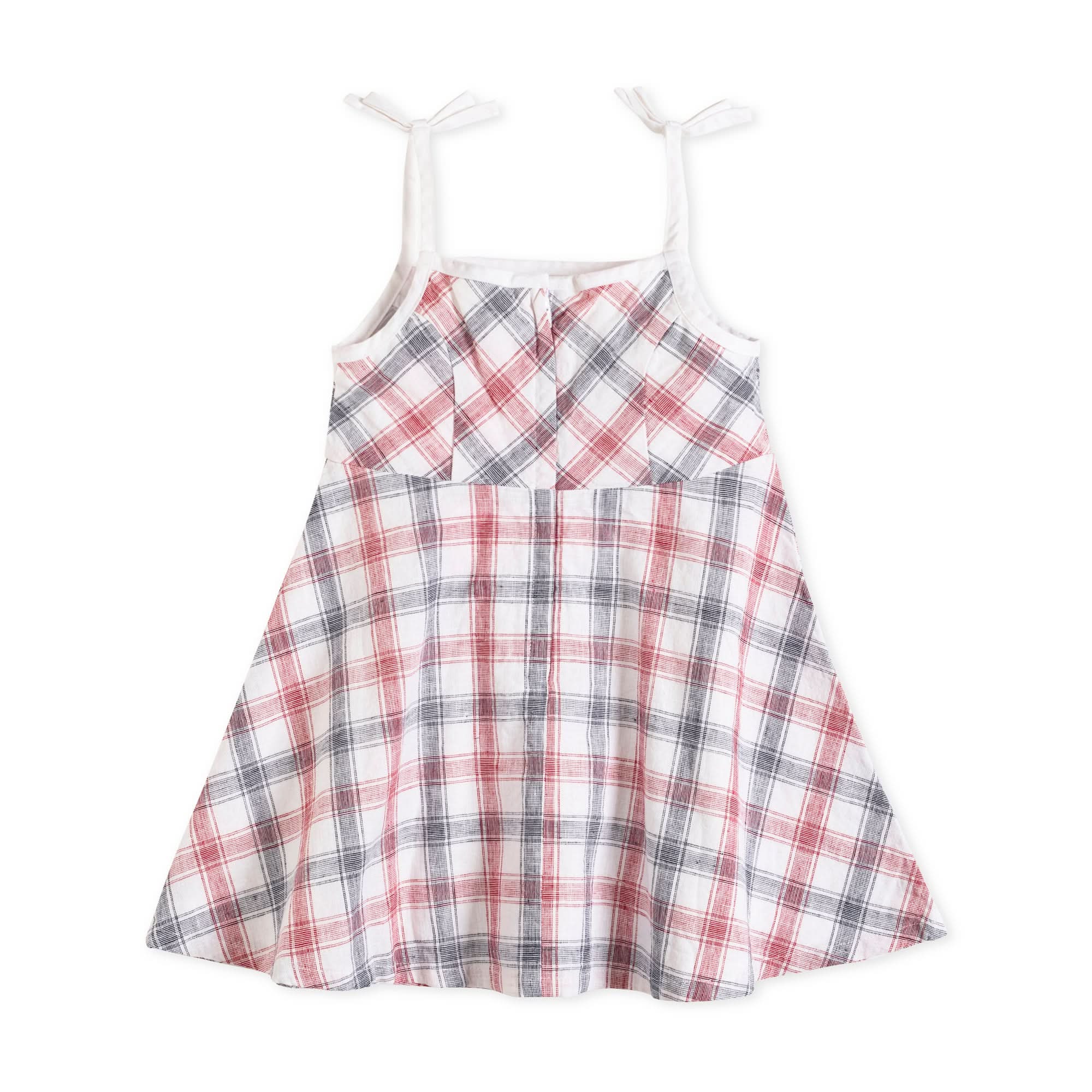 Organic Americana Check Sundress with Bow Shoulder Detail - Triniskies