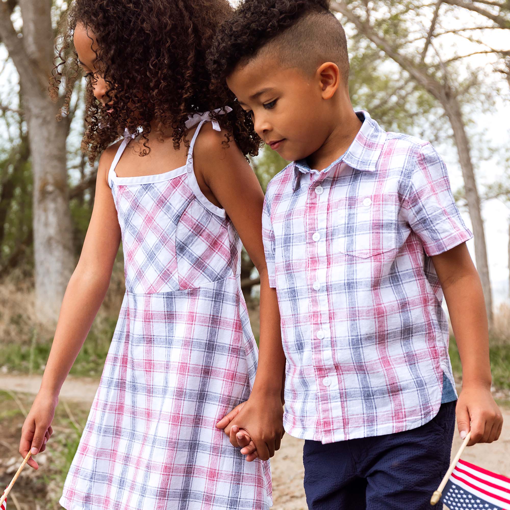 Organic Americana Check Sundress with Bow Shoulder Detail - Triniskies