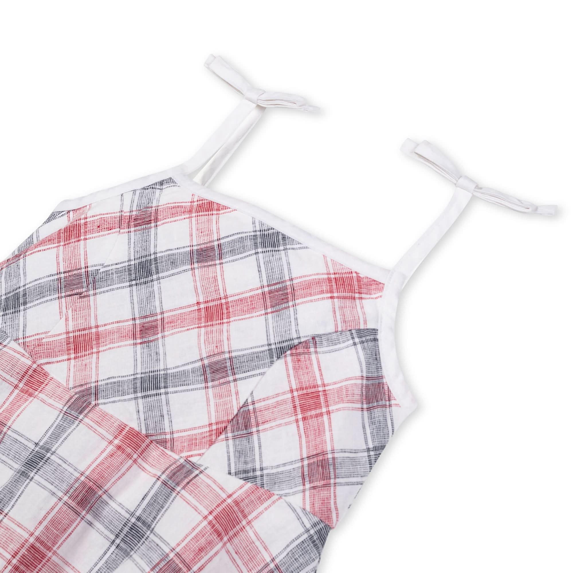 Organic Americana Check Sundress with Bow Shoulder Detail - Triniskies