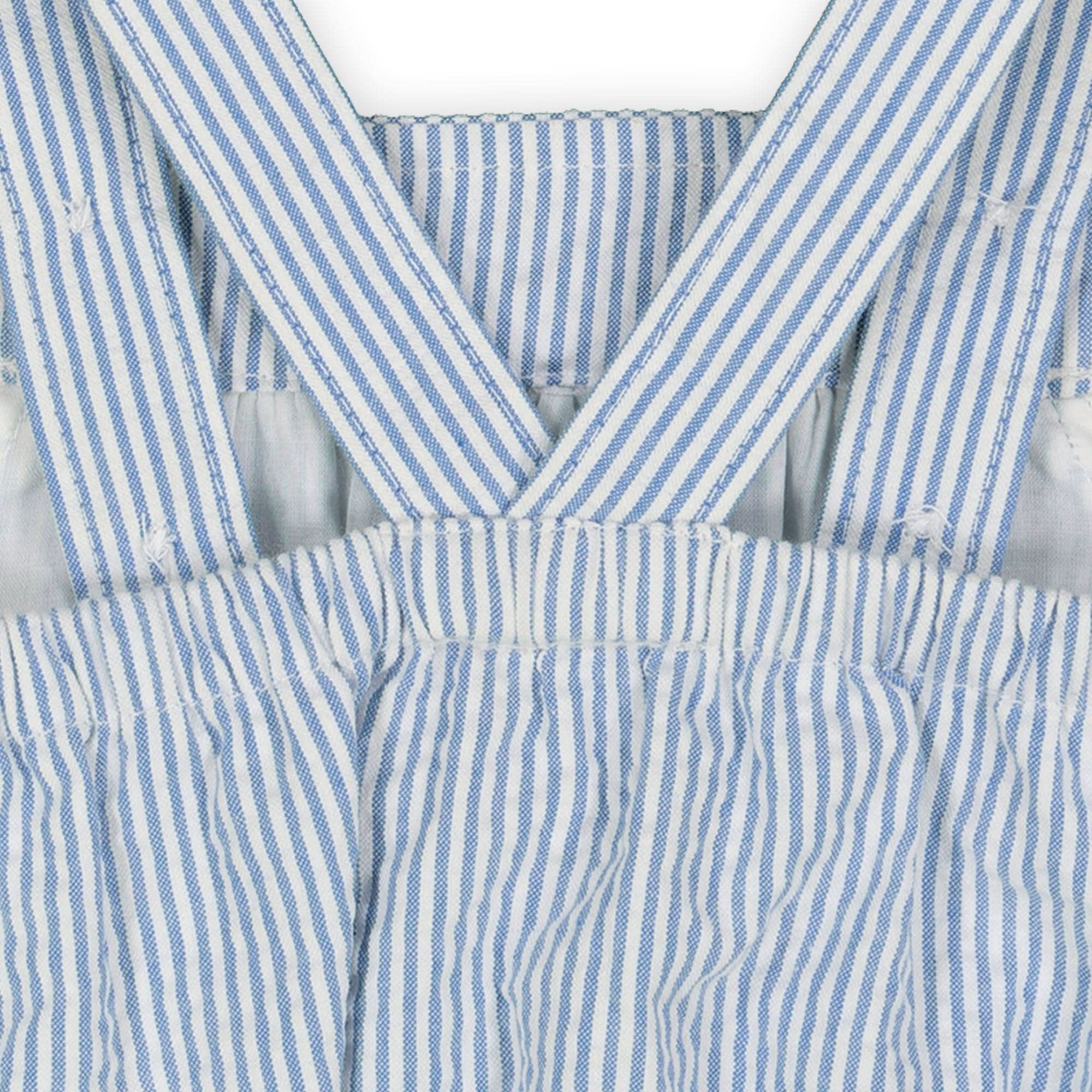 Organic Baby Bubble Romper – Blue Seersucker, 100% Organic Cotton - Triniskies