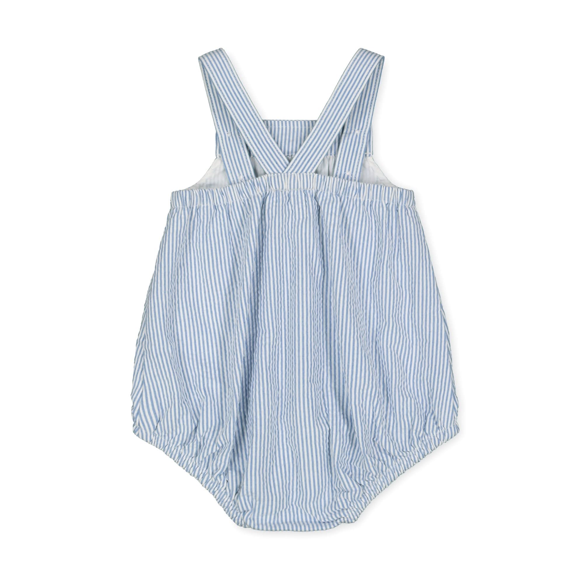 Organic Baby Bubble Romper – Blue Seersucker, 100% Organic Cotton - Triniskies