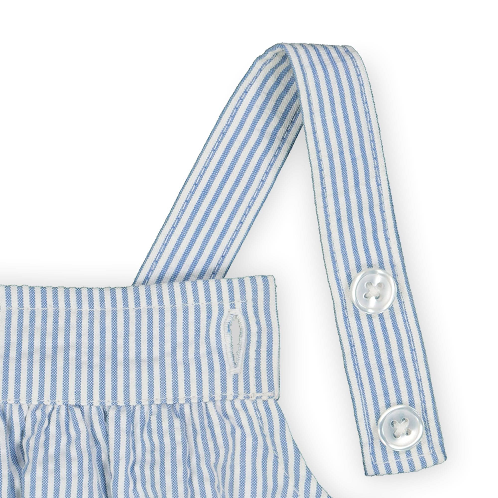 Organic Baby Bubble Romper – Blue Seersucker, 100% Organic Cotton - Triniskies