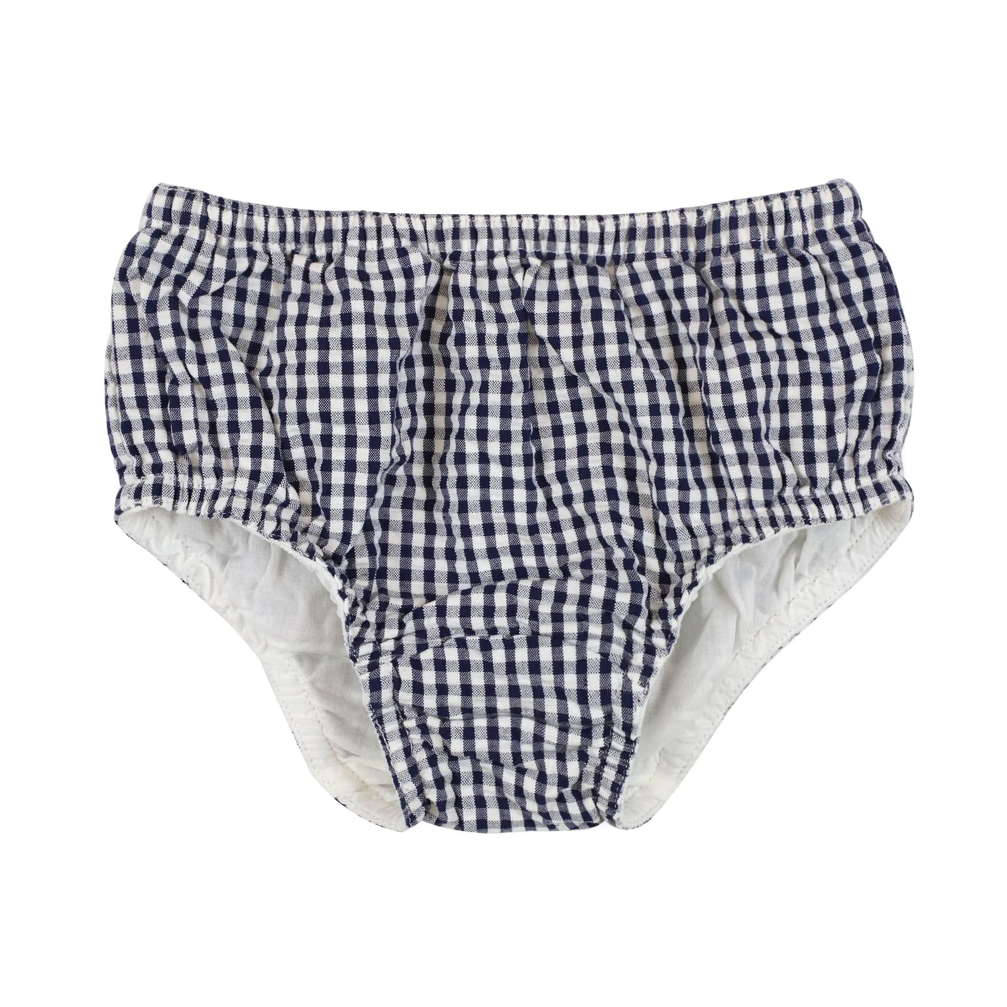 Organic Flyaway Back Set – Baby & Toddler Two - Piece Outfit in Navy Seersucker - Triniskies