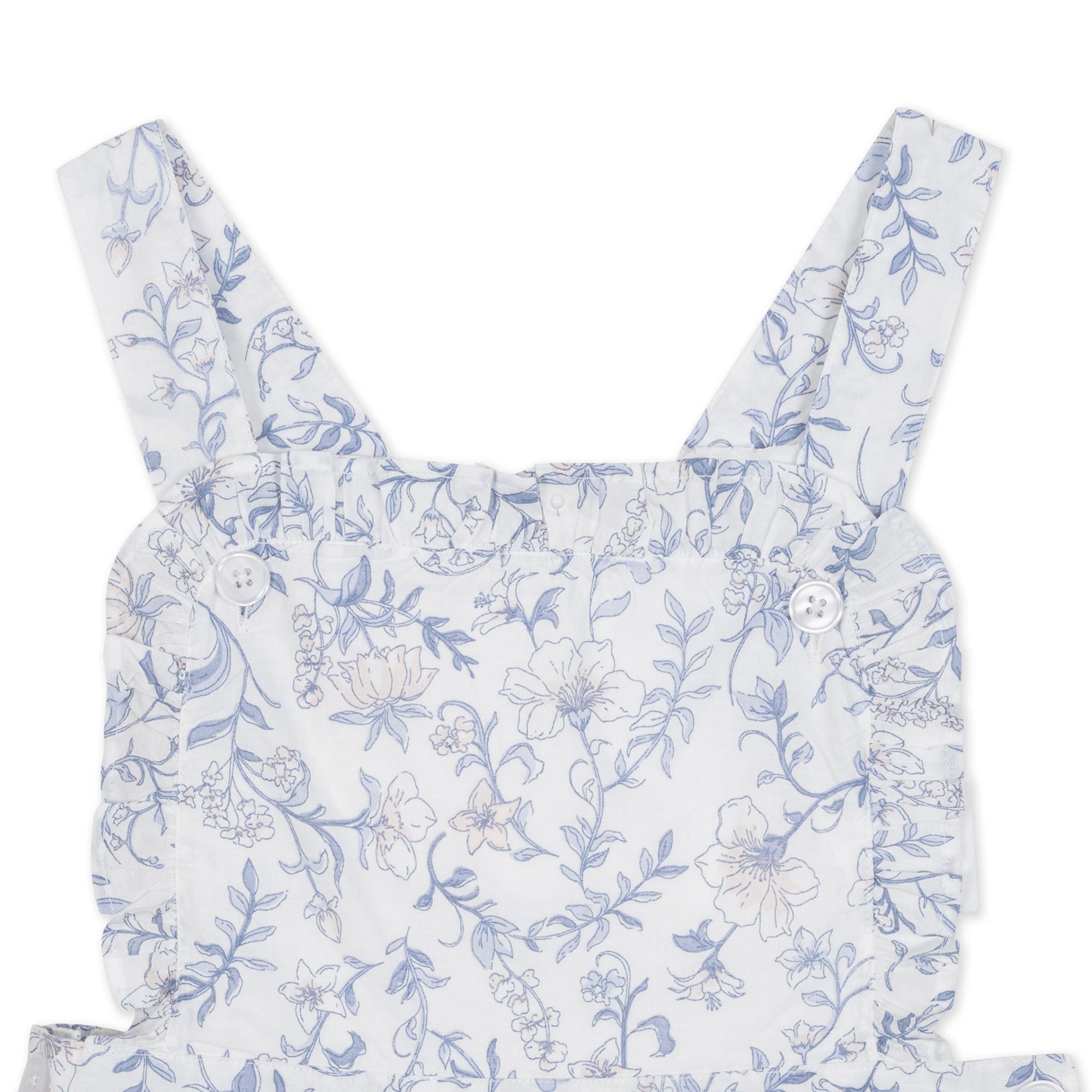 Organic Ruffle Apron Dress – Girls Floral Cotton Crossback Sundress - Triniskies