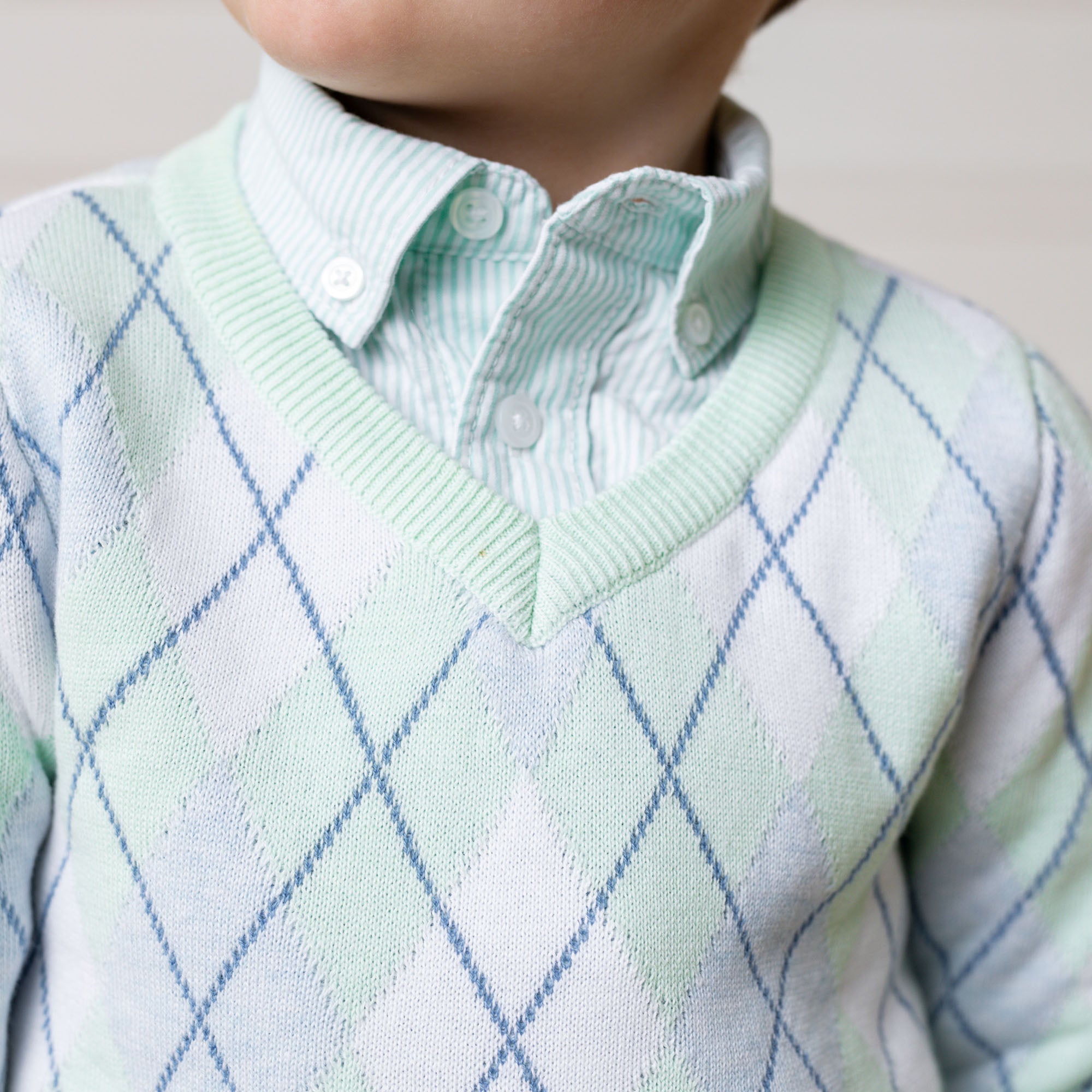 Organic Seersucker Button Down Shirt – Boys Long Sleeve Classic - Triniskies