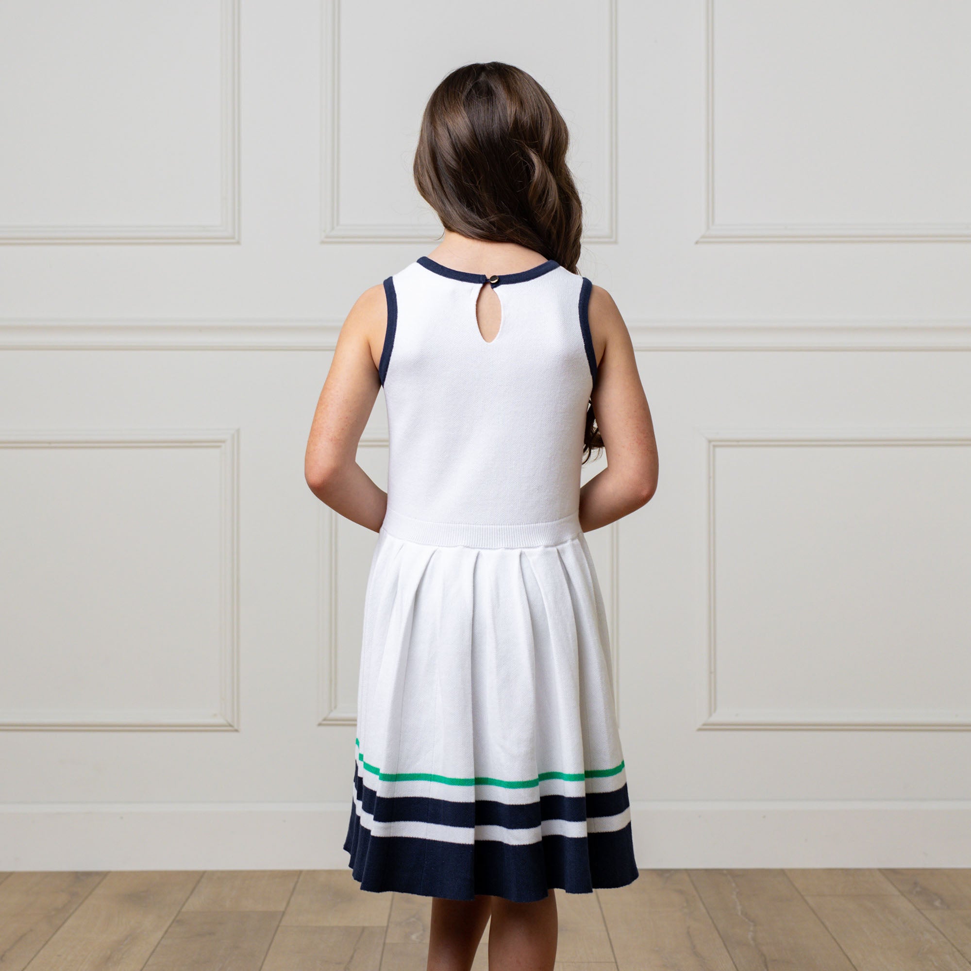 Organic Tennis Sweater Dress – Girls Classic Cotton Pleated Dress - Triniskies